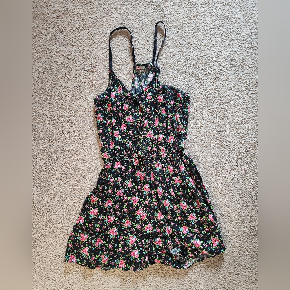 Libian Black and Pink Floral One Piece